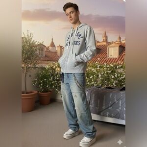 Aeropostale 1987 Y2K Relaxed Fit Hoodie Light Gray Jacket Pre-loved Size S